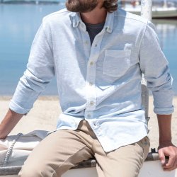 Sky Blue Slub jersey Long sleeves Shirt - Outdoor View 7 / 7