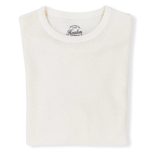 épais en coton gaufré Shell White T-Shirt manches longues