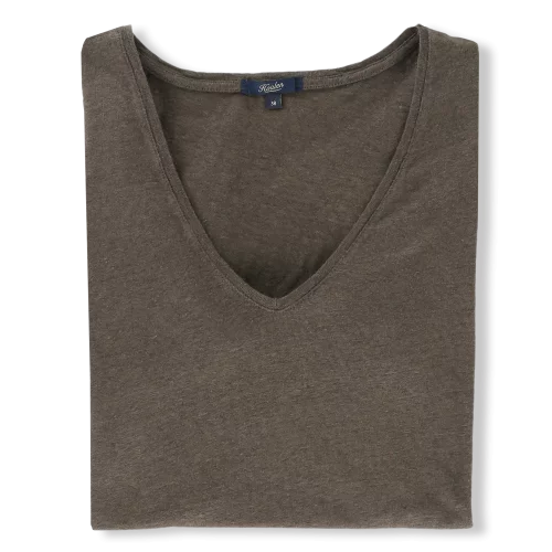 T-Shirt Wood Brown 100% lin