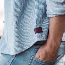 Sky Blue Heavy Twill Overshirt - Outdoor View 2 / 13