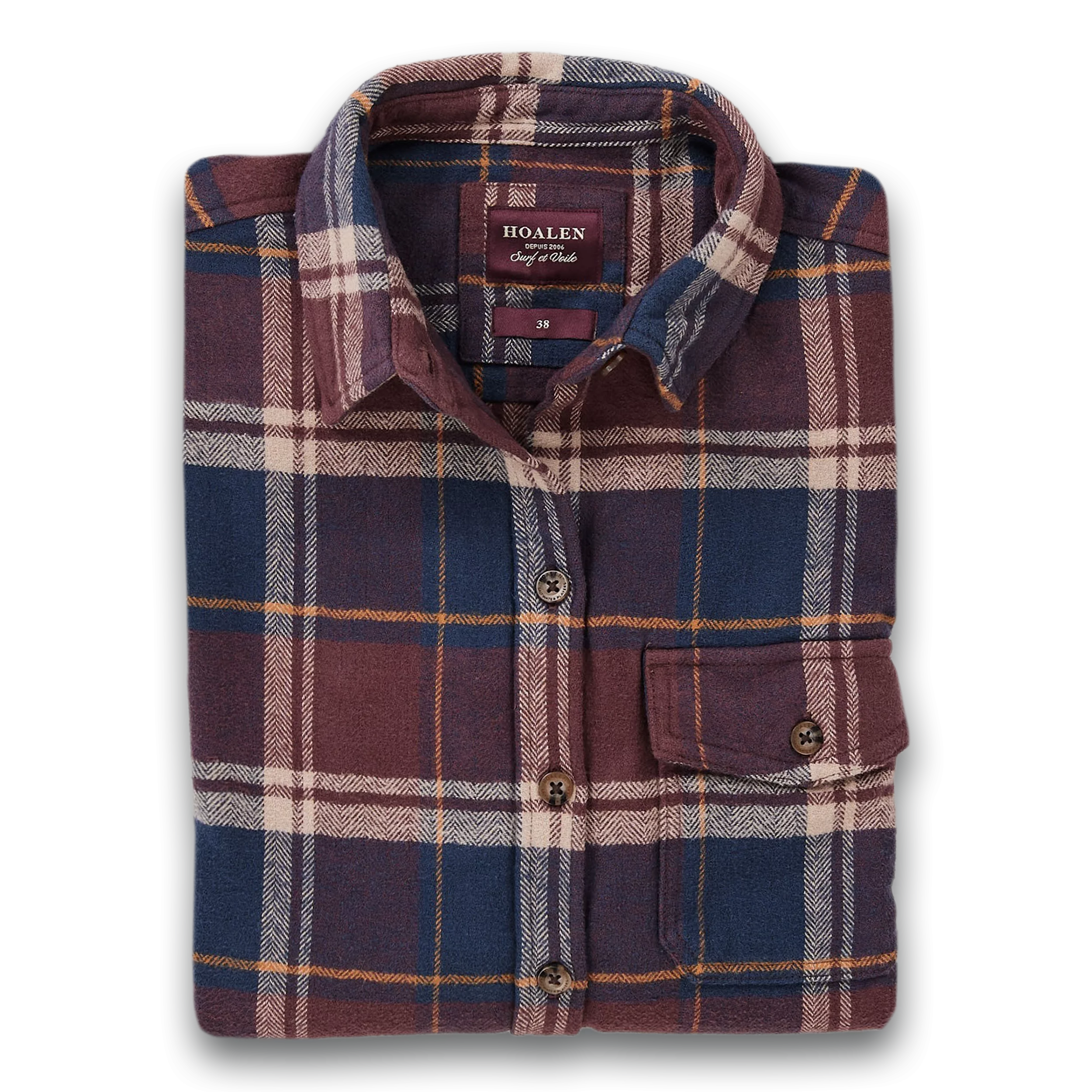 Chemise à carreaux flanelle medium Blue Burgundy Checks - Packshot 1 / 6