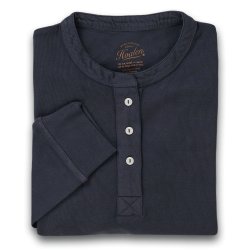 Dark Navy Blue Ribbed jersey Henley - Packshot 1 / 1