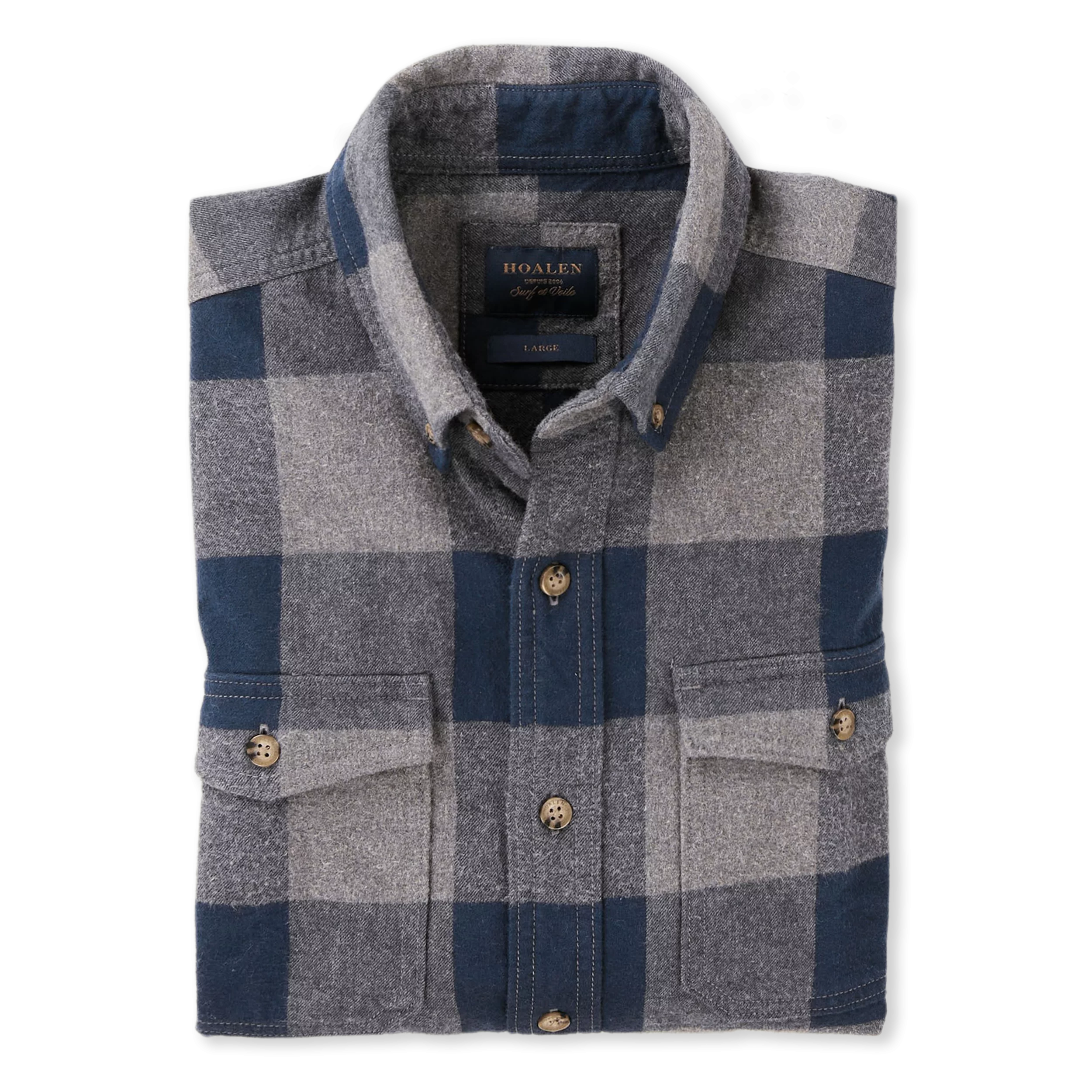 Chemise à carreaux en flanelle Blue Grey Vichy - Packshot 1 / 5
