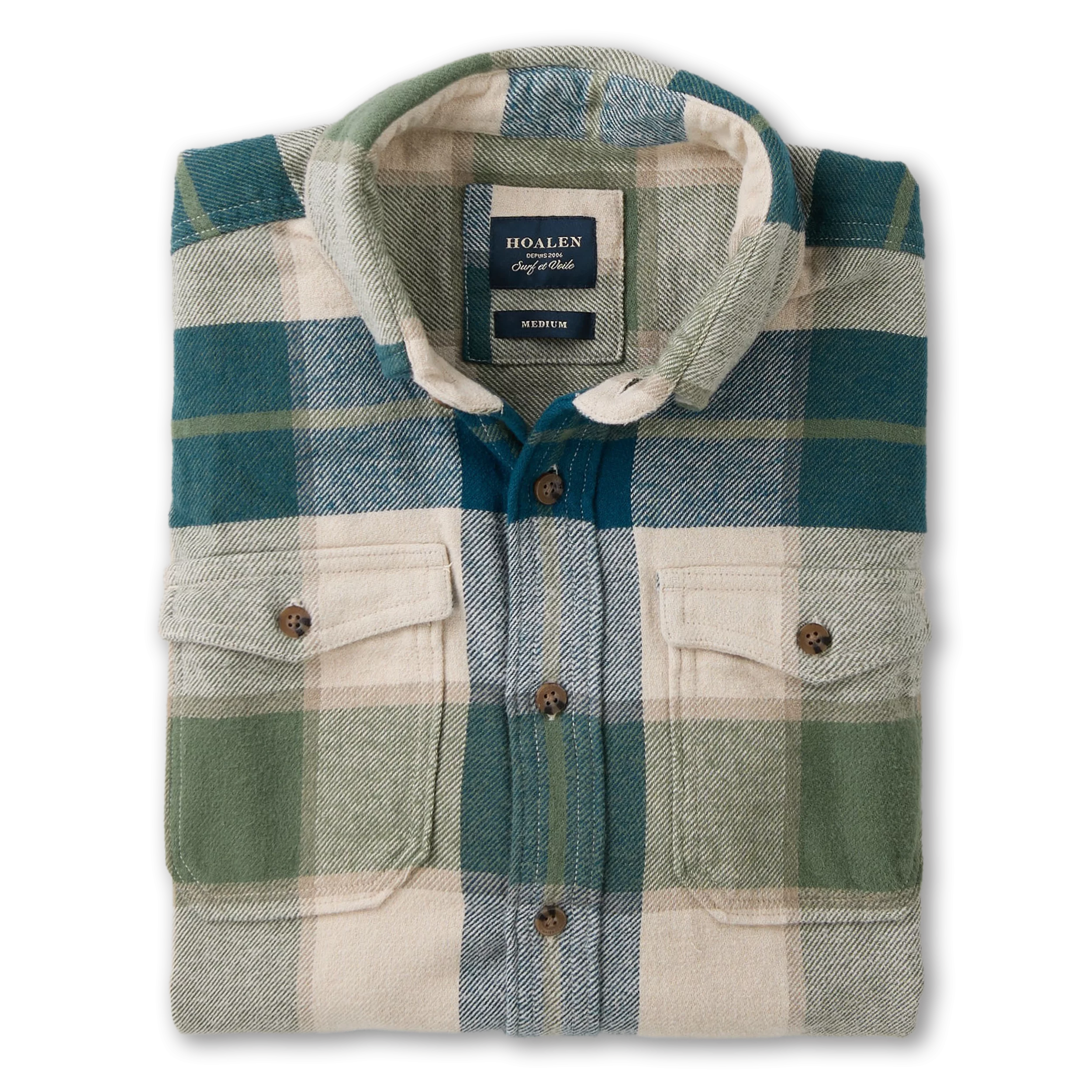 Chemise à carreaux en flanelle Blue Green Checks - Packshot 1 / 6
