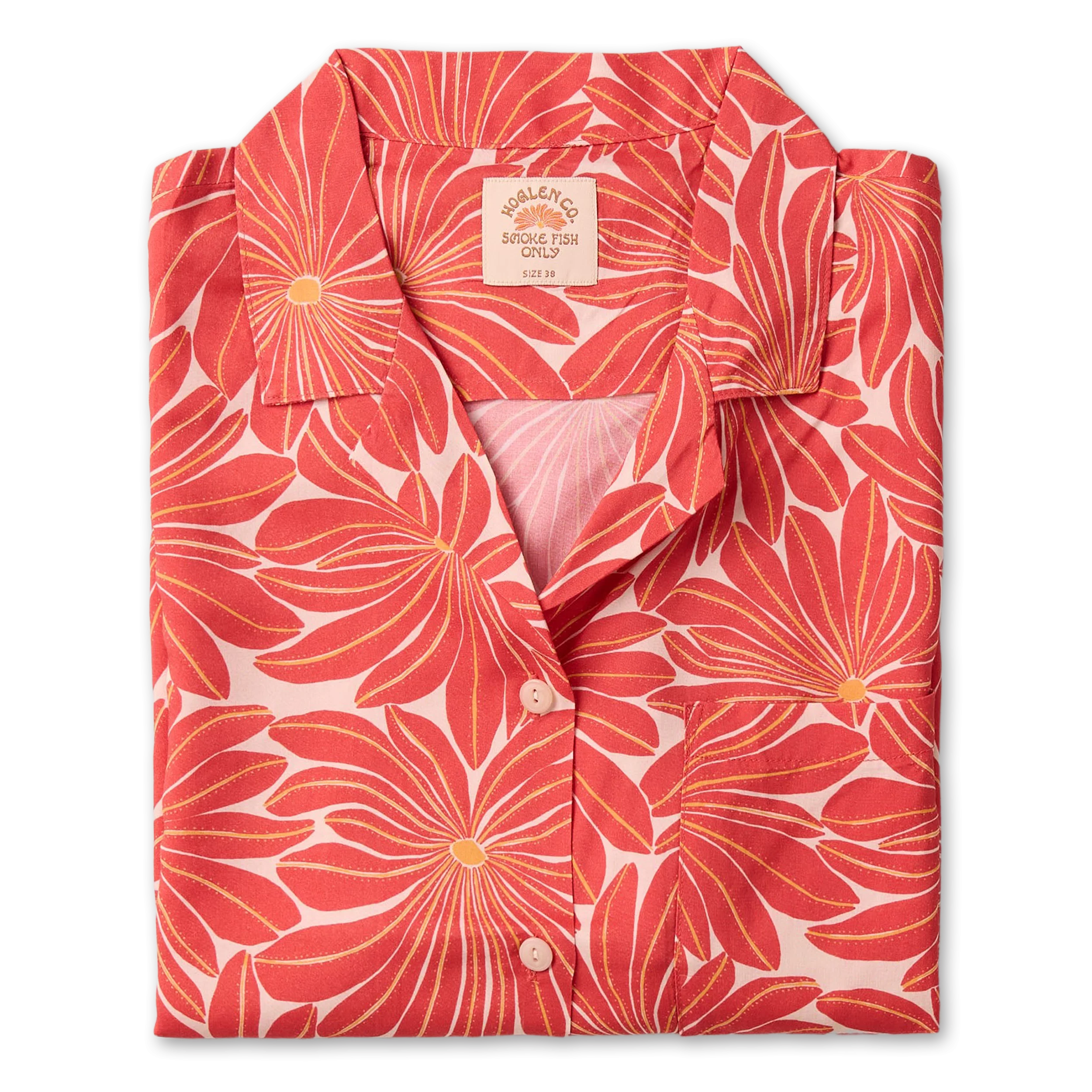 Red Flower in lightweight viscose  Short sleeves Shirt - Packshot 1 / 5