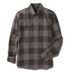 Chemise à carreaux en flanelle Kaki Vichy - Packshot 2 / 5