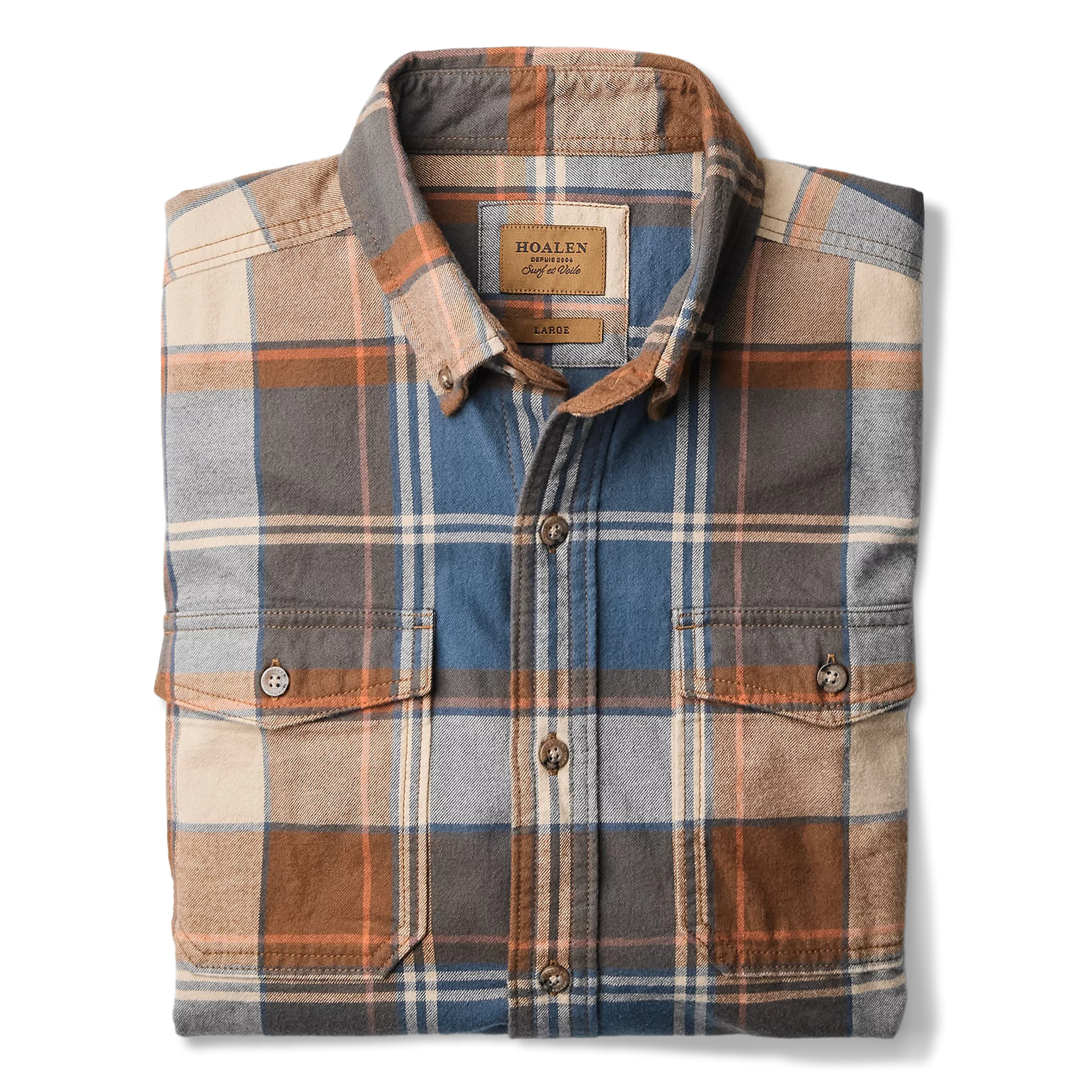 Chemise à carreaux en flanelle Blue Orange Checks - Packshot 1 / 7