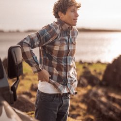 Chemise à carreaux en flanelle Blue Orange Checks - Vue extérieure 3 / 7