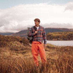 Chemise à carreaux en flanelle Orange Checks - Vue extérieure 2 / 8