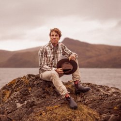 Olive Green Checks Thick twill Overshirt - Outdoor View 2 / 9
