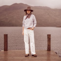 Light Grey Melange Wool Sweater - Outdoor View 2 / 7