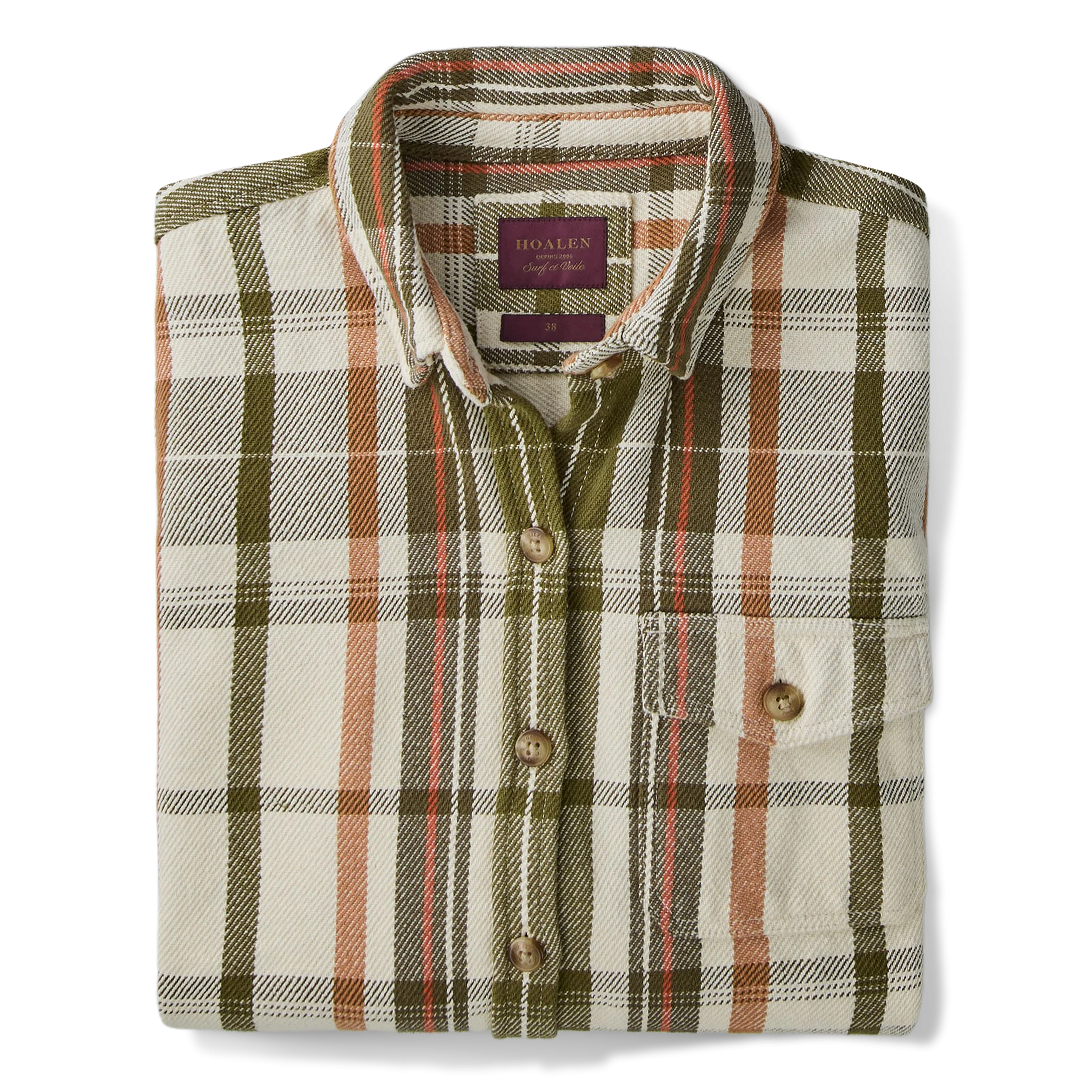 Surchemise en twill épais Olive Green Checks - Packshot 2 / 7