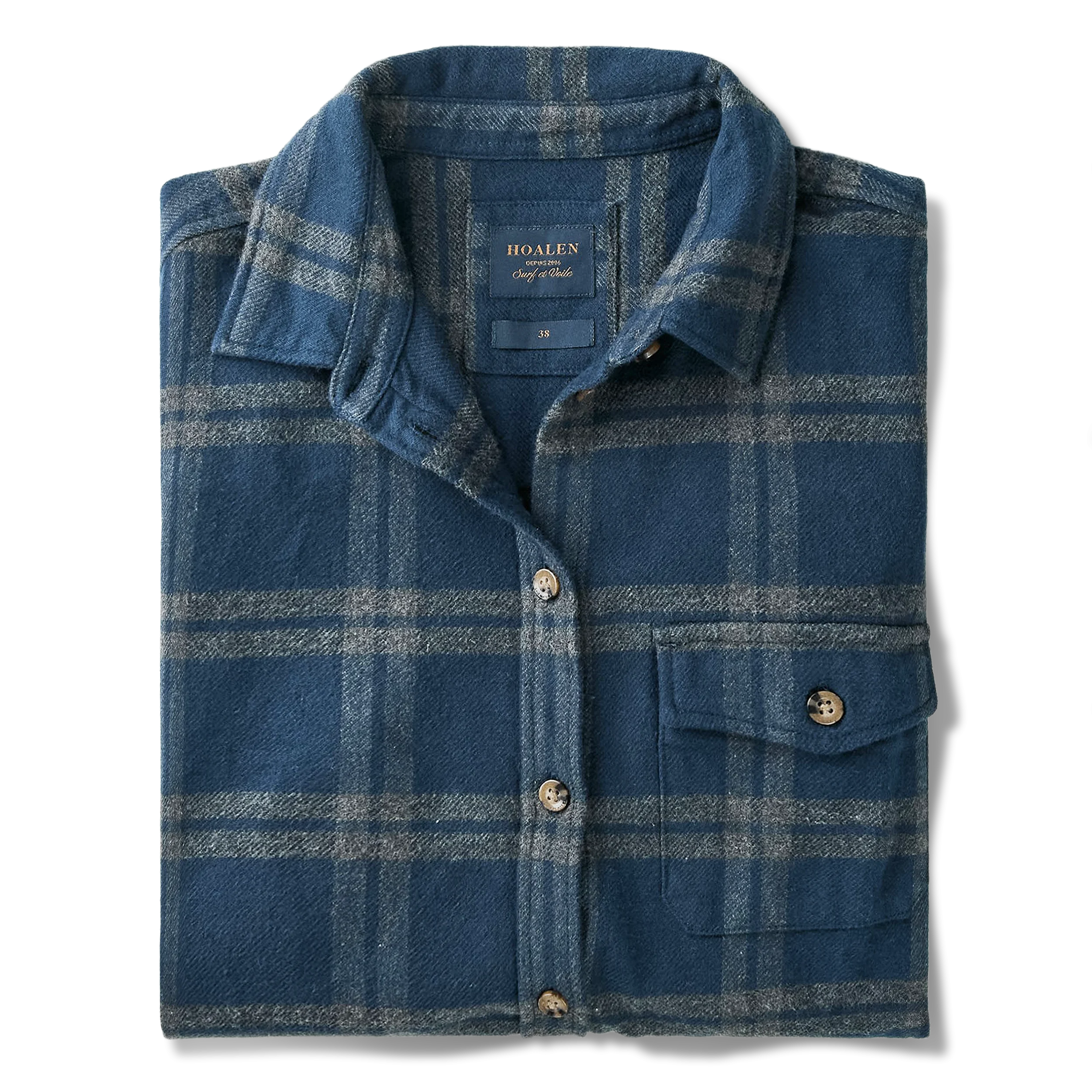 Blue Grey Checks Flannel Checkered Shirt - Packshot 1 / 7