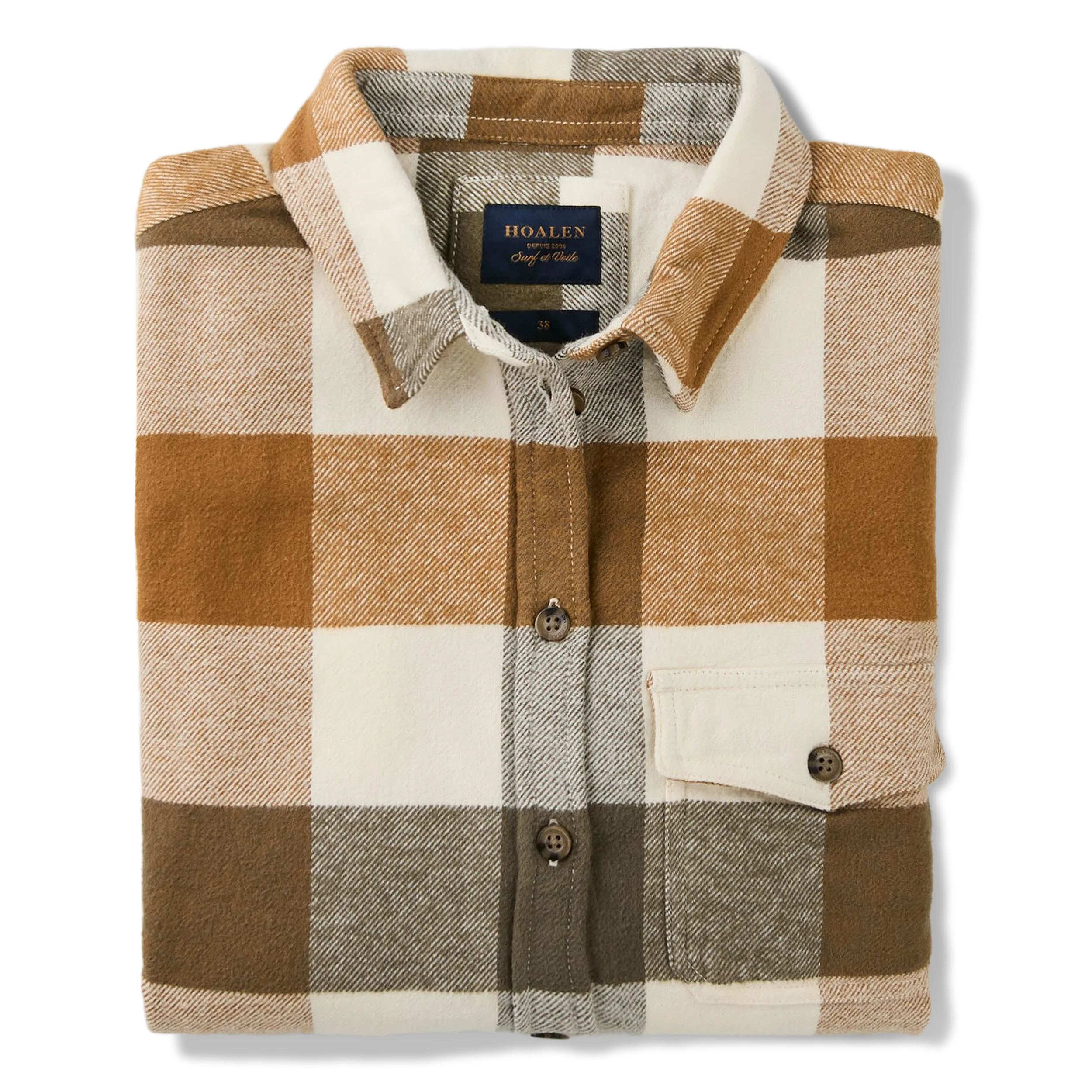 Chemise à carreaux en flanelle Olive Green Vichy - Packshot 1 / 9