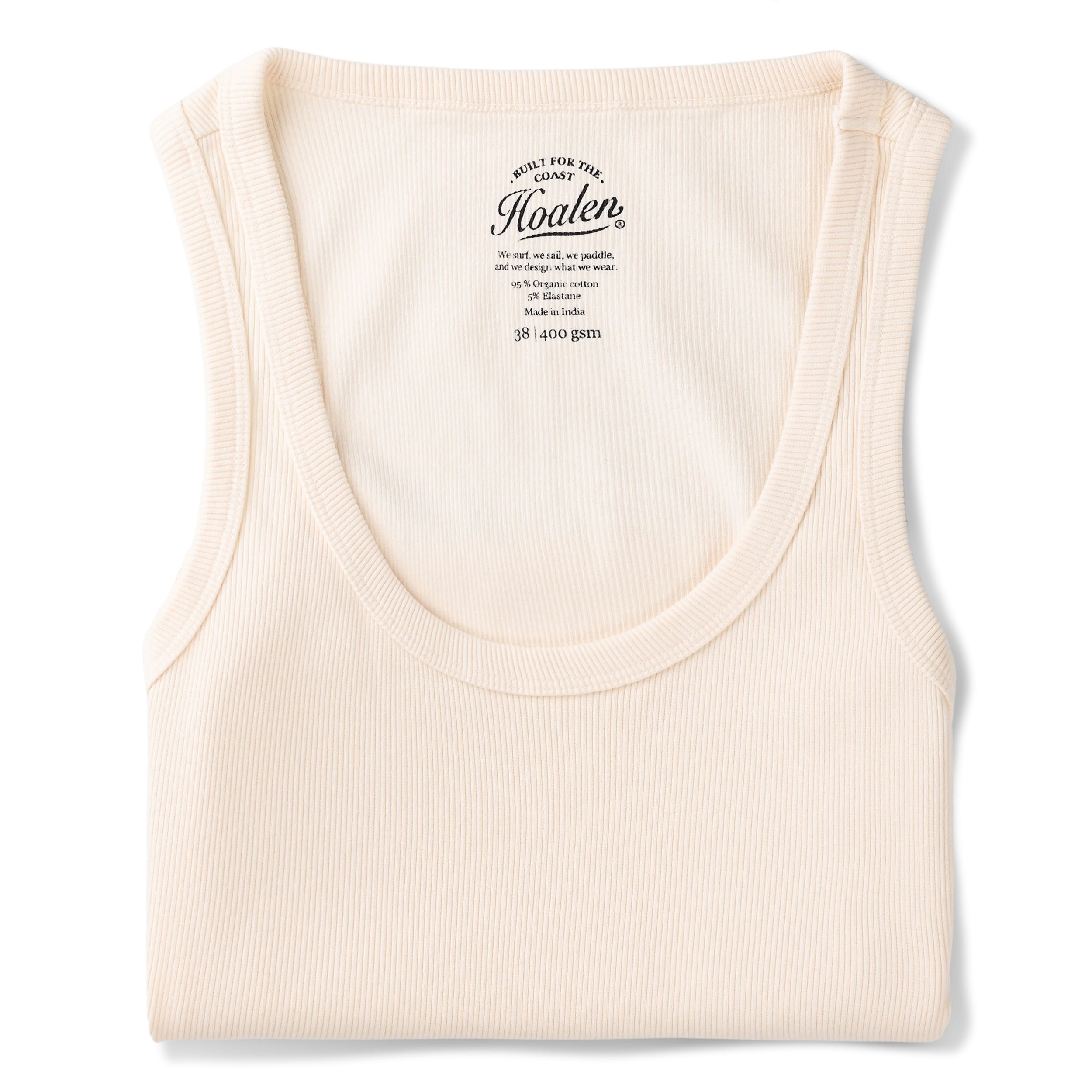 Débardeur  en coton biologique à fines côtes. Vintage White - Packshot 1 / 7