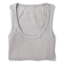 Débardeur en coton biologique à fines côtes. Light Grey Melange - Packshot 1 / 1