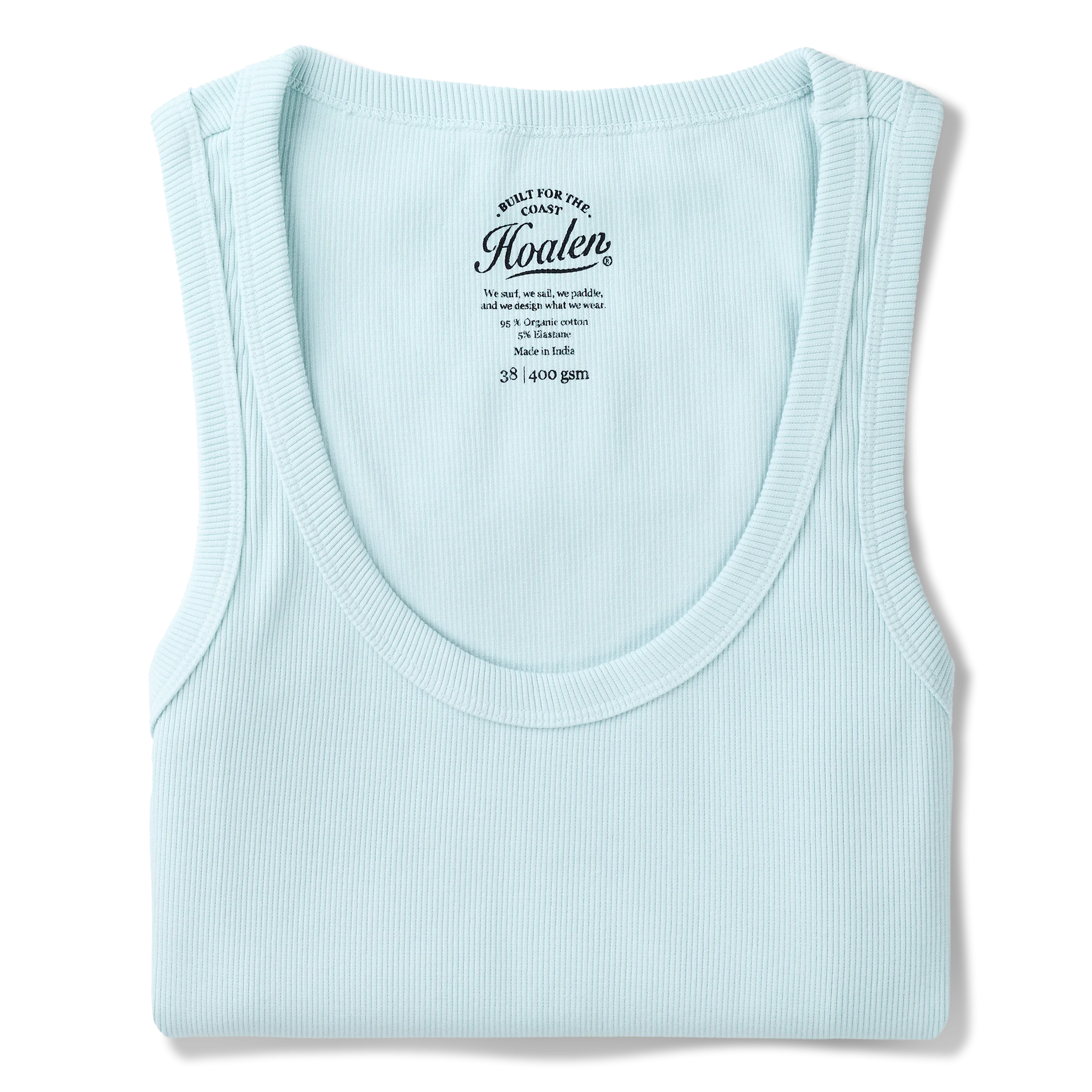 Débardeur en coton biologique à fines côtes. Light Blue - Packshot 1 / 6