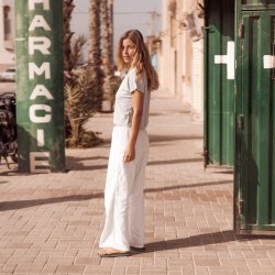 Off White linen and cotton Trousers - Outdoor View 2 / 8
