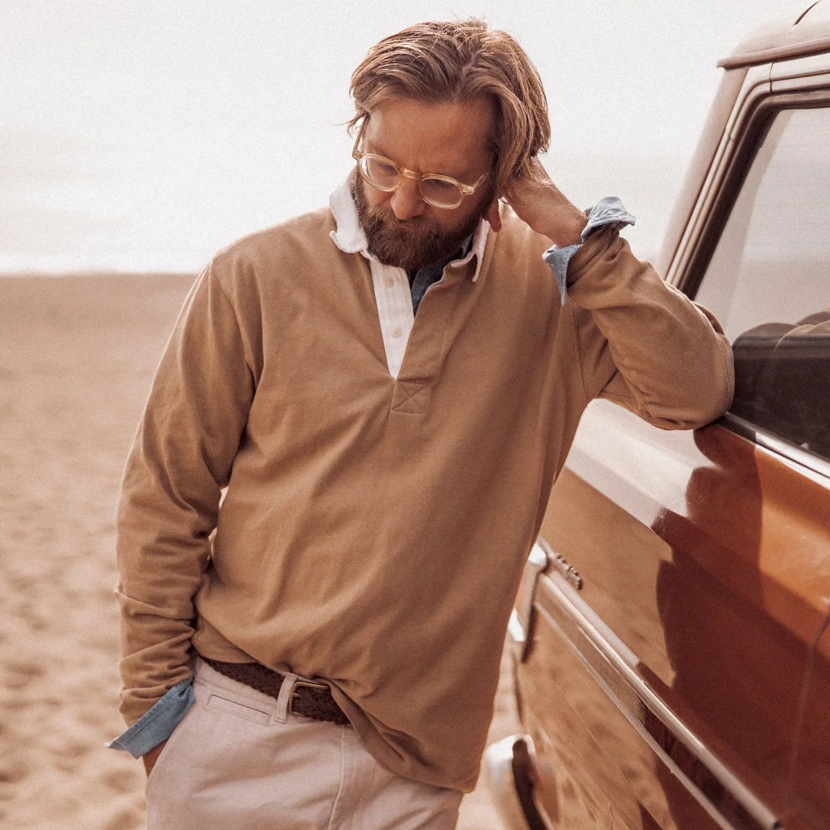 Long sleeves Polo contrasted collar 